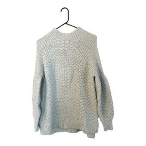 Anthropologie Light Blue Cable Knit Alpaca Blend Scoopneck Sweater Medium